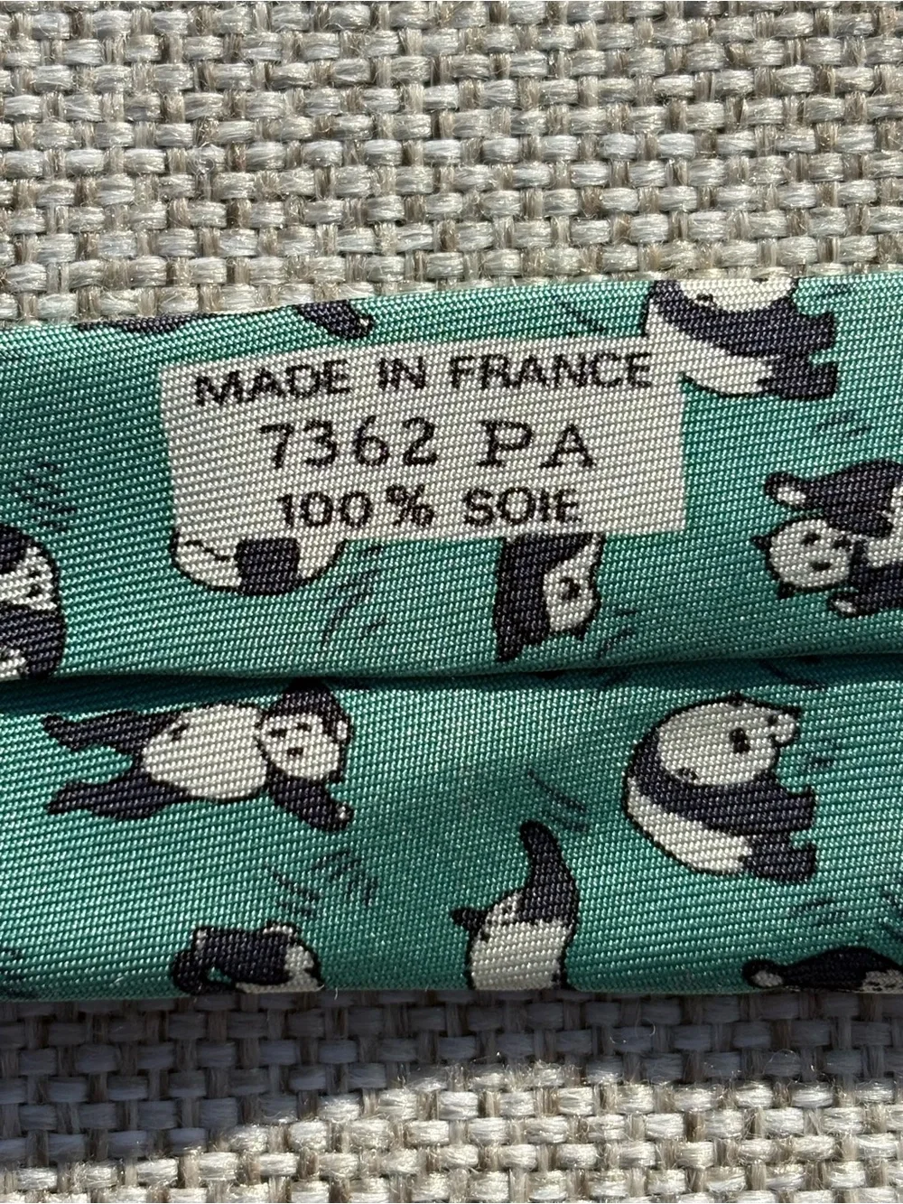 Hermès Panda Silk Tie Vintage 7362 PA Made in France Rare
